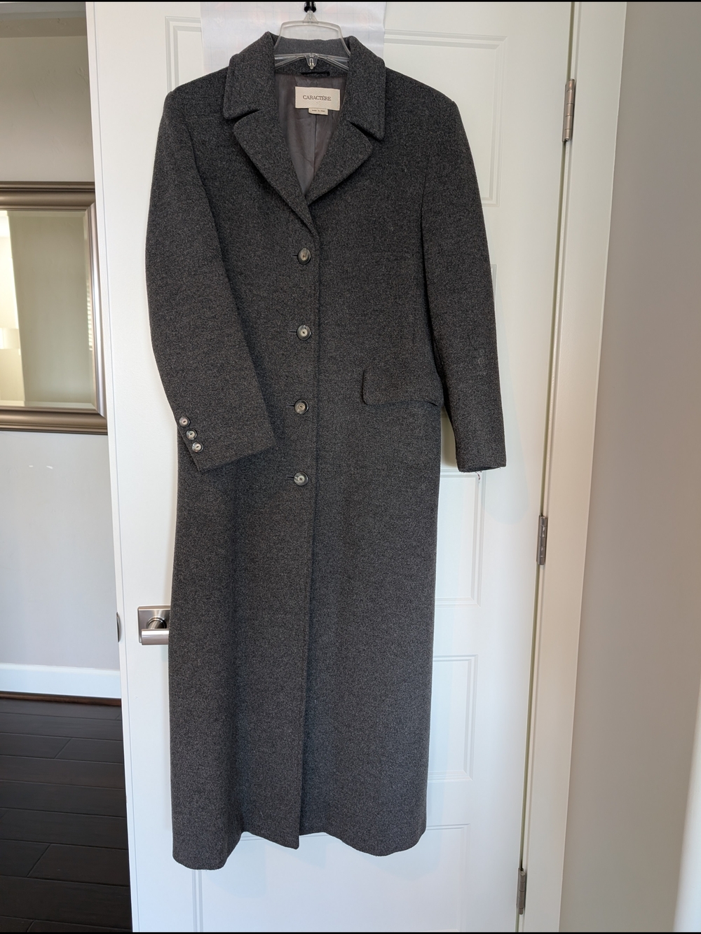 Vintage Wool Blend Charcoal Trench Coat